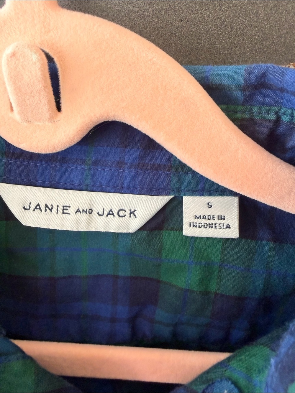 Janie and Jack Blue and Green Plaid Button-Down Shirt - Picture 3 of 5